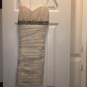 Gorgeous Creamy Dress with gems in the middle😍